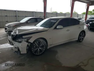 2019 Infiniti Q50 Luxe z VIN JN1EV7ARXKM594155, wystawiony jako Copart lot #58713345 z przebiegiem 48 883 mil mil oraz Szkoda całkowita • Salvage title. Historia ofert i sprzedaży dostępna na DreamBid. Obrazek 1.