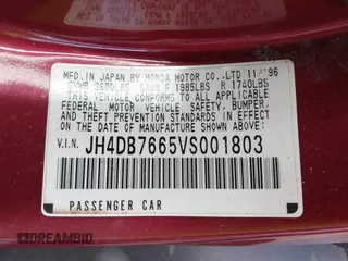 1997 Acura Integra z VIN JH4DB7665VS001803, wystawiony jako IAAI lot #41980185 z przebiegiem 153 955 mil mil oraz . Historia ofert i sprzedaży dostępna na DreamBid. Obrazek 9.