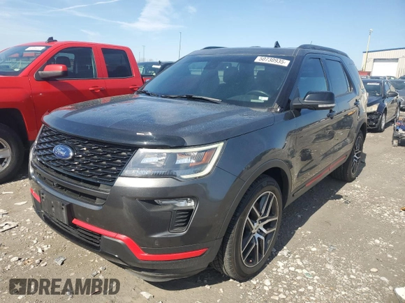 2018 Ford Explorer Sport with VIN 1FM5K8GT0JGB41704, listed as a Copart auction lot 50730935 with 92,621 mi miles and Salvage Title. Bid and sale history available at DreamBid. Image 1.
