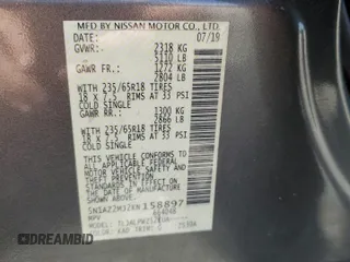 2019 Nissan Murano S with VIN 5N1AZ2MJ2KN158897, listed as a Copart auction lot 47971165 with 64,858 mi miles and Salvage Title. Bid and sale history available at DreamBid. Image 16.
