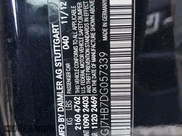 2013 Mercedes-Benz C-Class C 63 AMG with VIN WDDGJ7HB7DG057339, listed as a Copart auction lot 72917054 with 124,676 mi miles and Salvage Title. Bid and sale history available at carsss.com. Image 12.