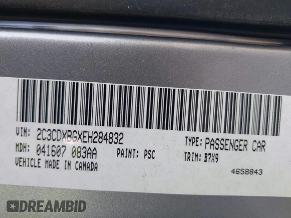 2014 Dodge Charger SE with VIN 2C3CDXBGXEH284832, listed as a IAAI auction lot 42069294 with 186,273 mi miles and . Bid and sale history available at carsss.com. Image 9.