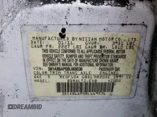 2011 Nissan Sentra 2.0 with VIN 3N1AB6AP0BL669536, listed as a Copart auction lot 51172475 with 103,968 mi miles and Salvage Title. Bid and sale history available at DreamBid. Image 12.