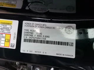 2024 Honda Civic Sport z VIN 2HGFE2F5XRH117539, wystawiony jako Copart lot #50917065 z przebiegiem 46 382 mil mil oraz Szkoda całkowita • Salvage title. Historia ofert i sprzedaży dostępna na DreamBid. Obrazek 12.