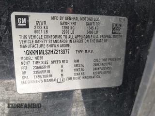 2017 GMC Acadia SLT with VIN 1GKKNMLS2HZ213977, listed as a IAAI auction lot 41894260 with 132,542 mi miles. Bid and sale history available at carsss.com. Image 9.