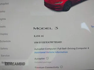 2024 Tesla Model 3 with VIN 5YJ3E1EA7RF785461, listed as a IAAI auction lot 41840091 with 8,414 mi miles. Bid and sale history available at carsss.com. Image 7.
