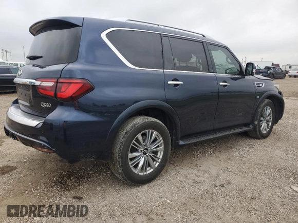 2020 Infiniti QX80 LUXE with VIN JN8AZ2NE2L9253853, listed as a Copart auction lot 70101594 with 76,337 mi miles and Salvage Title. Bid and sale history available at carsss.com. Image 3.