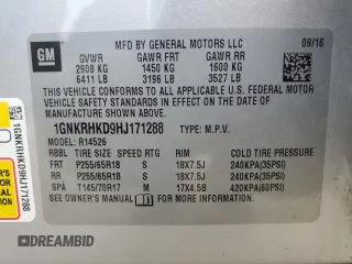 2017 Chevrolet Traverse LT with VIN 1GNKRHKD9HJ171288, listed as a Copart auction lot 49461965 with 211,824 mi miles and Salvage Title. Bid and sale history available at DreamBid. Image 13.