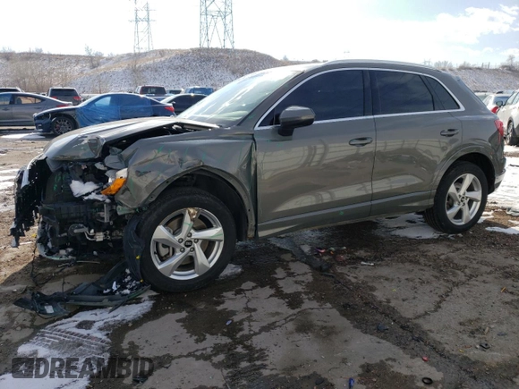 2022 Audi Q3 Premium with VIN WA1AUCF33N1052925, listed as a Copart auction lot 45545485 with 37,002 mi miles and Salvage Title. Bid and sale history available at carsss.com. Image 1.