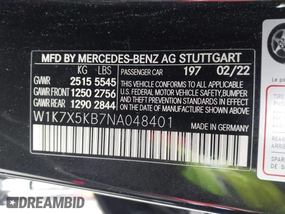2022 Mercedes-Benz AMG GT 43 z VIN W1K7X5KB7NA048401, wystawiony jako IAAI lot #41805470 z przebiegiem 118 033 mil mil oraz . Historia ofert i sprzedaży dostępna na DreamBid. Obrazek 9.