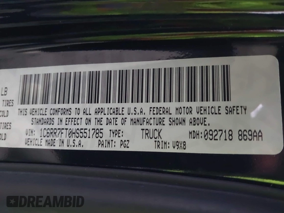 2017 Ram 1500 Express with VIN 1C6RR7FT0HS551785, listed as a IAAI auction lot 41530427 with 137,898 mi miles. Bid and sale history available at carsss.com. Image 9.