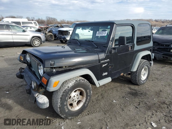 2002 Jeep Wrangler Sport with VIN 1J4FA49S32P758082, listed as a Copart auction lot 80692073 with 148,784 mi miles and Salvage Title. Bid and sale history available at carsss.com. Image 1.