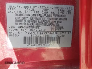 2013 Nissan Sentra SR z VIN 3N1AB7AP2DL612487, wystawiony jako IAAI lot #42310121 z przebiegiem 93 755 mil mil oraz . Historia ofert i sprzedaży dostępna na DreamBid. Obrazek 9.