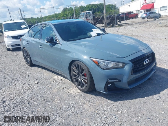 2022 Infiniti Q50 Red Sport 400 z VIN JN1FV7DP5NM370262, wystawiony jako IAAI lot #42727552 z przebiegiem 58 430 mil mil oraz . Historia ofert i sprzedaży dostępna na DreamBid. Obrazek 1.
