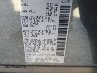 2020 Nissan Rogue S with VIN 5N1AT2MV0LC779539, listed as a Copart auction lot 46465595 with 82,641 mi miles and Salvage Title. Bid and sale history available at DreamBid. Image 13.