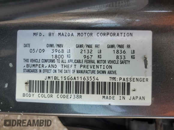 2010 Mazda 3 i Touring with VIN JM1BL1SG6A1163554, listed as a Copart auction lot 51301585 with 133,679 mi miles and Clean Title. Bid and sale history available at DreamBid. Image 14.