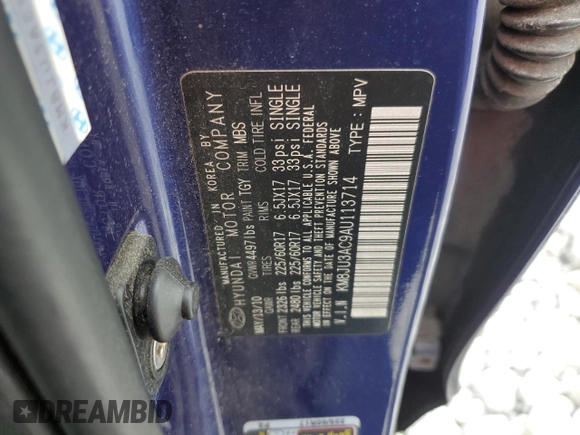 2010 Hyundai Tucson GLS with VIN KM8JU3AC9AU113714, listed as a Copart auction lot 55263765 with 193,175 mi miles and Salvage Title. Bid and sale history available at DreamBid. Image 14.