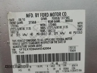 2010 Ford F-150 XL with VIN 1FTEX1E84AKE42064, listed as a Copart auction lot 52112005 with 181,954 mi miles and Clean Title. Bid and sale history available at carsss.com. Image 13.