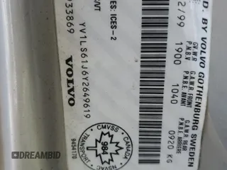 2000 Volvo S70 с VIN YV1LS61J6Y2649619, выставлен на аукционе Copart как лот 48540175 с пробегом 137 877 миль миль и Списание • Salvage title. История ставок и продаж доступна на DreamBid. Изображение 12.