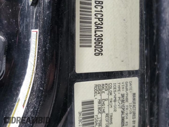 2010 Nissan Versa 1.8 SL with VIN 3N1BC1CP3AL396026, listed as a Copart auction lot 45297005 with 0 mi miles and Salvage Title. Bid and sale history available at carsss.com. Image 13.