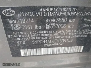 2014 Hyundai Elantra SE with VIN 5NPDH4AE8EH509159, listed as a IAAI auction lot 41901047 with 185,244 mi miles. Bid and sale history available at carsss.com. Image 9.