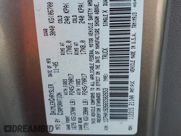 2006 Dodge 1500 SLT z VIN 1D7HA18266S582653, wystawiony jako Copart lot #47625845 z przebiegiem 134 843 mil mil oraz Czysty tytuł • Clean title. Historia ofert i sprzedaży dostępna na DreamBid. Obrazek 12.