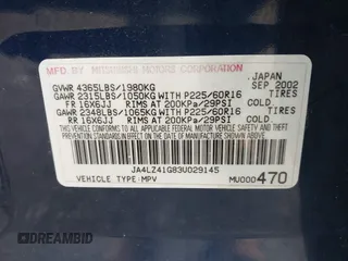2003 Mitsubishi Outlander XLS z VIN JA4LZ41G83U029145, wystawiony jako IAAI lot #42356310 z przebiegiem 126 703 mil mil oraz . Historia ofert i sprzedaży dostępna na DreamBid. Obrazek 9.