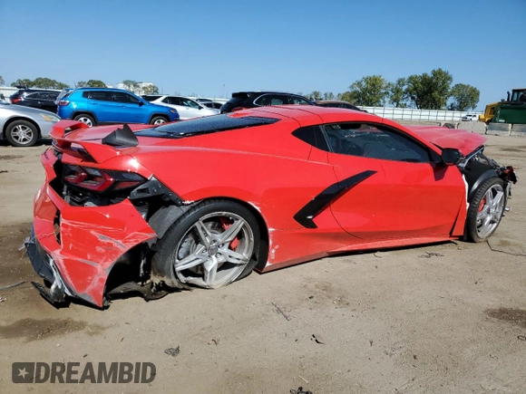 2023 Chevrolet Corvette 2LT with VIN 1G1YB2D44P5116636, listed as a Copart auction lot 74525944 with 2,027 mi miles and Salvage title. Bid and sale history available at DreamBid. Image 3.