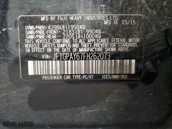 2015 Subaru Impreza Wagon 2.0i Sport Limited with VIN JF1GPAY67FH262073, listed as a Copart auction lot 79255354 with 130,355 mi miles and Salvage Title. Bid and sale history available at carsss.com. Image 12.