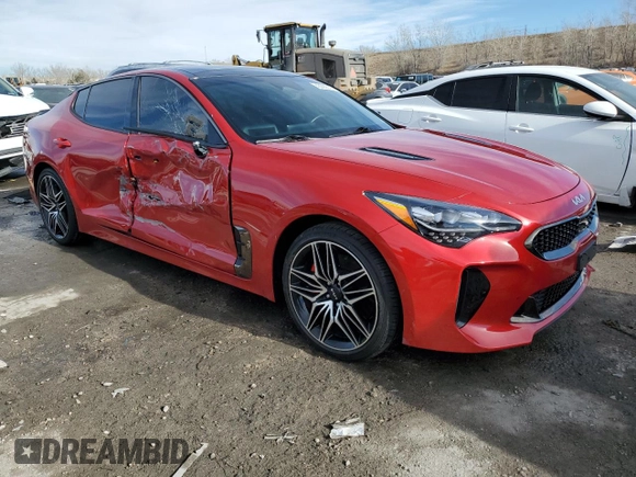 2023 Kia Stinger GT2 with VIN KNAE55LC4P6133603, listed as a Copart auction lot 43365515 with 16,598 mi miles and Salvage Title. Bid and sale history available at carsss.com. Image 4.