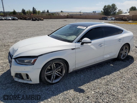 2018 Audi A5 Sportback Premium Plus with VIN WAUENCF54JA008249, listed as a Copart auction lot 52635355 with 138,584 mi miles and Salvage Title. Bid and sale history available at DreamBid. Image 1.