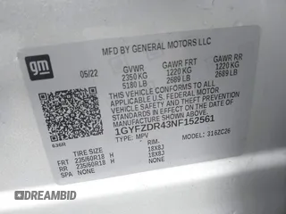 2022 Cadillac XT4 AWD Premium Luxury with VIN 1GYFZDR43NF152561, listed as a IAAI auction lot 41669571 with 16,274 mi miles and . Bid and sale history available at carsss.com. Image 9.
