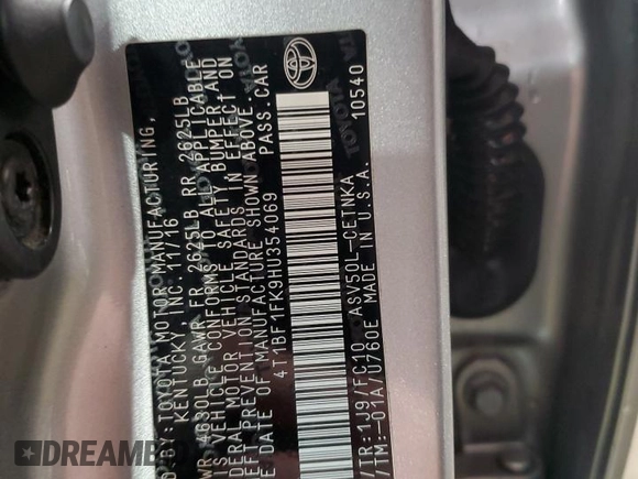 2017 Toyota Camry XLE with VIN 4T1BF1FK9HU354069, listed as a Copart auction lot 43359215 with 90,832 mi miles and Salvage Title. Bid and sale history available at DreamBid. Image 14.