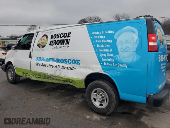 2019 Chevrolet Express Cargo with VIN 1GCWGBFGXK1239395, listed as a Copart auction lot 81158754 with 165,636 mi miles and Salvage title. Bid and sale history available at DreamBid. Image 2.