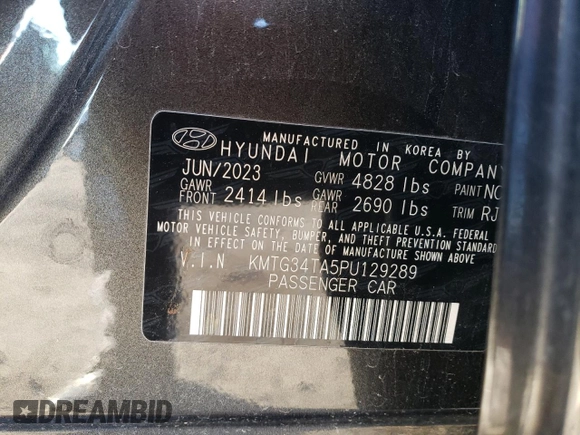 2023 Genesis G70 2.0T with VIN KMTG34TA5PU129289, listed as a Copart auction lot 81873864 with Not Provided miles and Non Repairable. Bid and sale history available at DreamBid. Image 12.