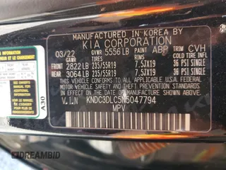 2022 Kia EV6 Wind with VIN KNDC3DLC5N5047794, listed as a Copart auction lot 51305345 with 32,295 mi miles and Clean Title. Bid and sale history available at carsss.com. Image 13.