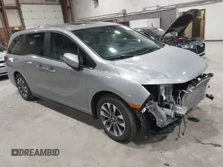 2024 Honda Odyssey EX-L with VIN 5FNRL6H68RB058253, listed as a IAAI auction lot 41721587 with 22,522 mi miles and . Bid and sale history available at DreamBid. Image 1.