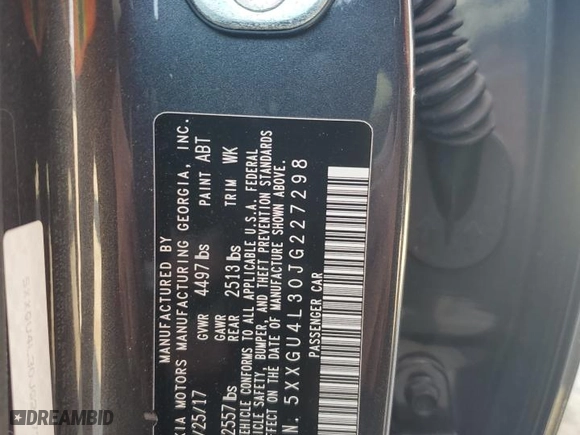2018 Kia Optima EX with VIN 5XXGU4L30JG227298, listed as a Copart auction lot 47497265 with 126,706 mi miles and Salvage Title. Bid and sale history available at carsss.com. Image 12.