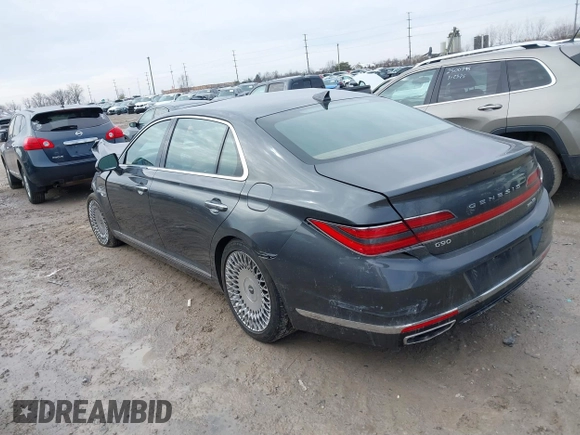 2020 Genesis G90 Ultimate z VIN KMTF54PH1LU081314, wystawiony jako IAAI lot #41642178 z przebiegiem 122 450 mil mil oraz . Historia ofert i sprzedaży dostępna na DreamBid. Obrazek 3.