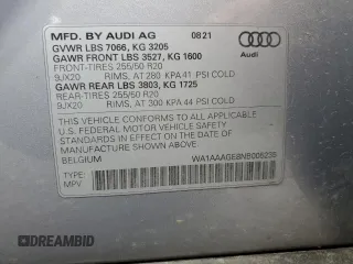 2022 Audi e-tron Premium z VIN WA1AAAGE8NB005235, wystawiony jako Copart lot #57621195 z przebiegiem 40 970 mil mil oraz Czysty tytuł • Clean title. Historia ofert i sprzedaży dostępna na DreamBid. Obrazek 13.