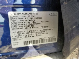 2023 Audi Q4 e-tron Premium Plus with VIN WA1L2BFZ7PP039012, listed as a Copart auction lot 70632114 with 8,129 mi miles and Salvage Title. Bid and sale history available at carsss.com. Image 14.