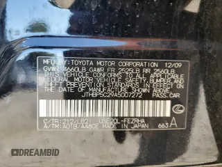 2010 Lexus IS F F with VIN JTHBP5C29A5007272, listed as a Copart auction lot 45178325 with 159,899 mi miles and Salvage Title. Bid and sale history available at DreamBid. Image 12.