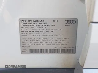 2019 Audi Q5 Premium with VIN WA1ANAFY8K2126536, listed as a IAAI auction lot 41018854 with 132,800 mi miles. Bid and sale history available at carsss.com. Image 9.