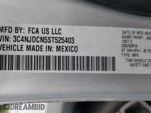 2025 Jeep Compass Limited z VIN 3C4NJDCN5ST525403, wystawiony jako Copart lot #64829565 z przebiegiem 7 790 mil mil oraz Czysty tytuł • Clean title. Historia ofert i sprzedaży dostępna na DreamBid. Obrazek 12.