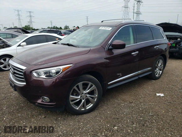 2013 Infiniti JX35 with VIN 5N1AL0MM1DC329248, listed as a Copart auction lot 58764914 with 77,482 mi miles and Salvage Title. Bid and sale history available at carsss.com. Image 1.