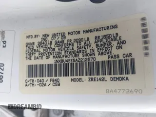 2010 Toyota Corolla с VIN 1NXBU4EE5AZ212570, выставлен на аукционе IAAI как лот 42363981 с пробегом 206 807 миль миль и . История ставок и продаж доступна на DreamBid. Изображение 9.