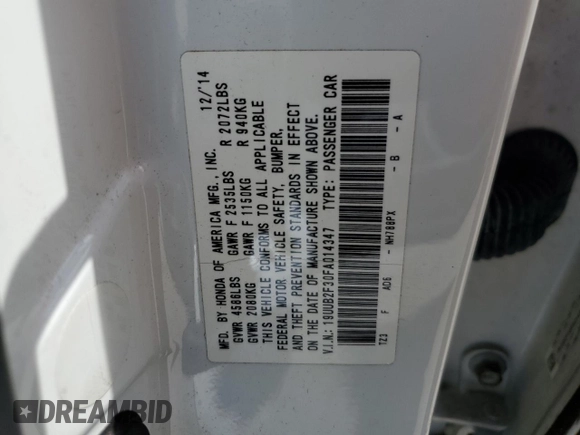 2015 Acura TLX V6 with VIN 19UUB2F30FA014347, listed as a Copart auction lot 55644404 with 134,573 mi miles. Bid and sale history available at carsss.com. Image 12.