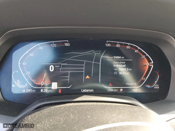 2022 BMW X5 xDrive40i with VIN 5UXCR6C01N9L67332, listed as a Copart auction lot 53049685 with 55,694 mi miles and Salvage Title. Bid and sale history available at carsss.com. Image 9.