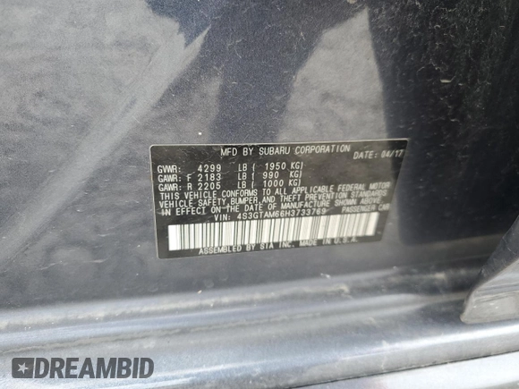 2017 Subaru Impreza Special Sports with VIN 4S3GTAM66H3733769, listed as a Copart auction lot 57273635 with 156,836 mi miles and Clean title. Bid and sale history available at DreamBid. Image 12.