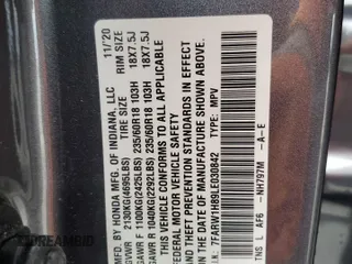 2020 Honda CR-V EX-L with VIN 7FARW1H89LE030842, listed as a Copart auction lot 44244335 with 56,820 mi miles and Salvage Title. Bid and sale history available at carsss.com. Image 14.